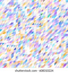 Polygon blue, violet, white and yellow geometric vector seamless pattern. Grid mosaic background with repeating triangles. Abstract modern design with square and triangle tiles. Textile print, cover.