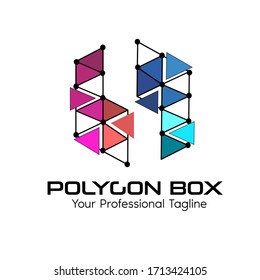 Caja de polígonos con trozo de triángulo para identidad corporativa. Plantillas de diseño del logotipo vectorial de Creative Polygon para la promoción de marca empresarial. 