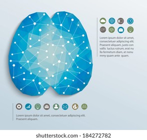 Polygon brain with icons