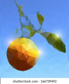 Polygon branch with orange on blue background 