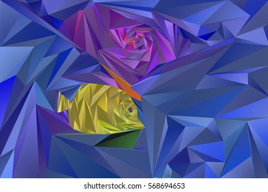 polygon bright fish in ocean water