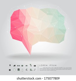 polygon bubble with business icon vector