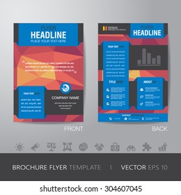 polygon business brochure flyer design layout template in A4 size, with bleed, vector eps10.