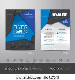 polygon business brochure flyer design layout template in A4 size, with bleed, vector eps10.