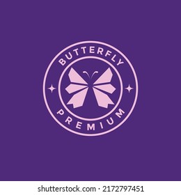 polygon butterfly badge logo design vector graphic symbol icon illustration creative idea