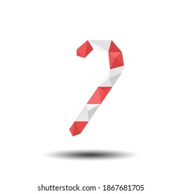 Polygon Candy Cane auf weißem Hintergrund 