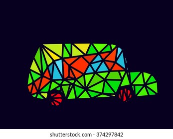 Polygon car, funny colorful vector