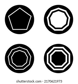 Polygon Cg Flat Icon Set Isolated On White Background