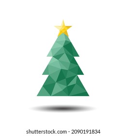 Icono de árbol de Navidad de polígono sobre fondo blanco 