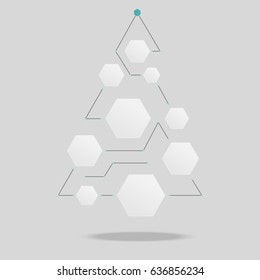 Polygon Christmas tree template add icon or text for infographic