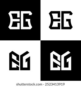 EG-Polygon, Kreis, Sechseck, flach und einfach Buchstaben Logo in einem Zeichenbrett gesetzt. EG minimalistisches und klassisches Logo.

