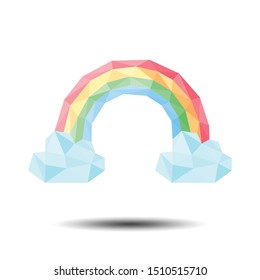 Polygon Cloud with Rainbow Icon on white background