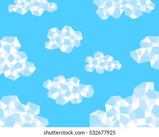 polygon clouds in the blue sky background