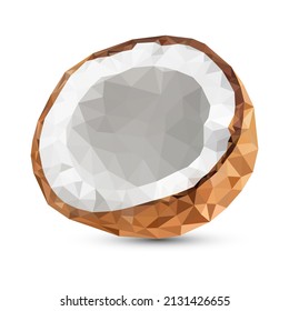Polygon Coconut vector illustration. polygonal fruits isolated on white background.
