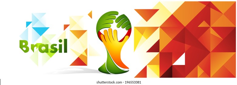 Polygon color background with hands symbol