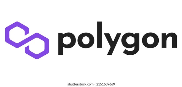 Polygon cryptocurrency with symbol MATIC logo with typography. Crypto logotype vector illustration of digital currency brand. 