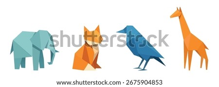 polygon cute origami animals bundle collection