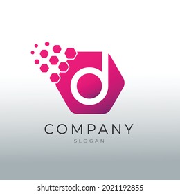 Logo de la letra Polygons D. Vector de diseño de letras D con polígonos.

