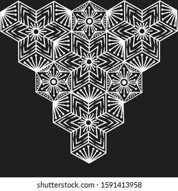 Polygon decorative mandala design with black background