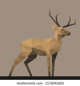 polygon deer graphic on brown background