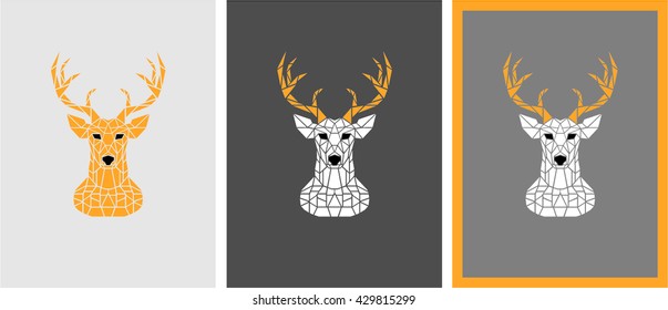 Polygon deer head. Winter colors.