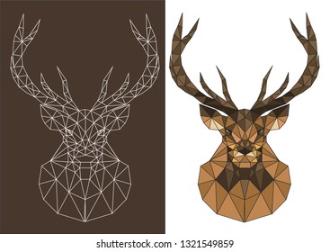 Polygon Deer With Line And Geometric Low Poly