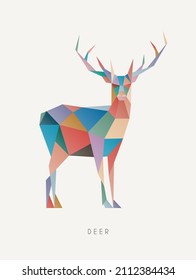 Polygon deer. Low poly animal logotype. Colorful geometric logo icon