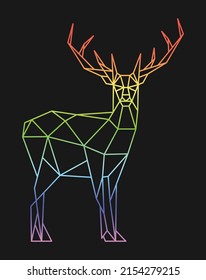 Polygon deer. Low poly animal. Geometric logo icon. Rainbow color