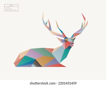 Polygonhirsch. Low-Poly-Tier-Logo. Farbiges geometrisches Logo-Symbol