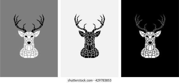Polygon deer vector in black and white