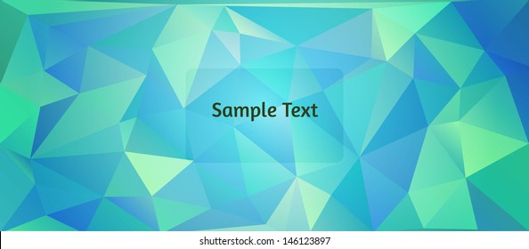 Polygon design stylized vector abstract banner. Blue and green light colors.