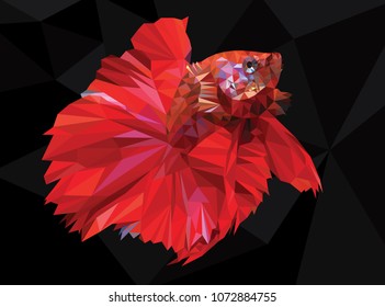 Polygon drawing of  betta or simese fighting fish illustation.