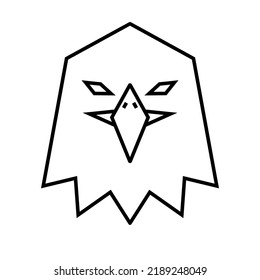 Polygon eagle icon. Geometric head of an animal. Linear style vector illustration. Front symmetric design image