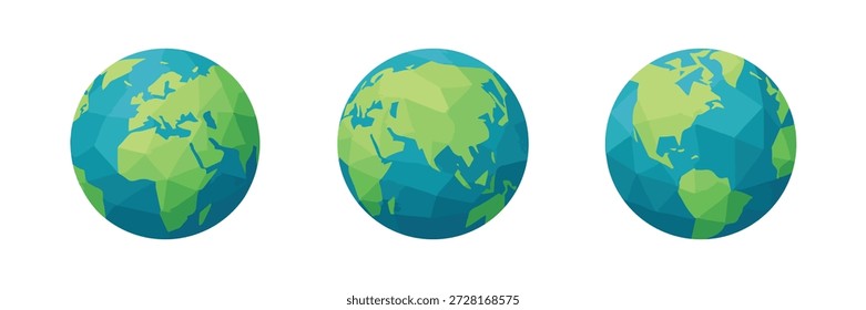 Ilustración plana de globo de tierra de polígono