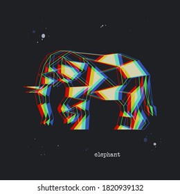Polygon elephant. Abstract geometric animal. Low poly vector