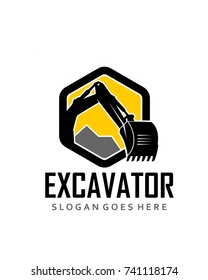 Polygon Excavator Logo Template Vector