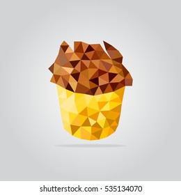 Polygon fast food restaurant background. Poly menu. Triangle fried chicken