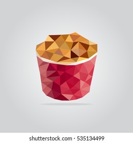 Polygon fast food restaurant background. Poly menu. Triangle fried chicken
