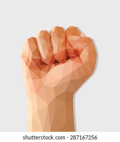 polygon fist raised up a protest force.