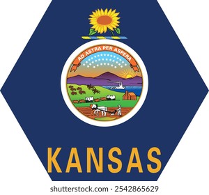 Bandeira polígono do estado federal do KANSAS, Estados Unidos da América