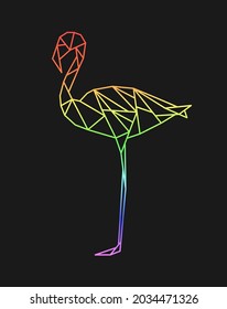 Polygon flamingo. Low poly bird. Geometric logo icon. Triangle graphic