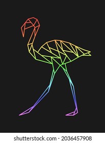 Polygon flamingo. Low poly bird. Geometric logo icon. Triangle graphic