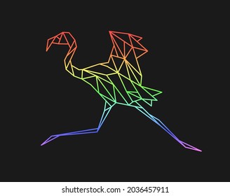 Polygon flamingo. Low poly bird. Geometric logo icon. Triangle graphic