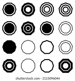 Polygon Flat Icon Set Isolated On White Background