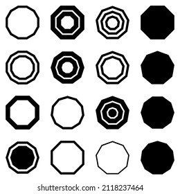 Polygon Flat Icon Set Isolated On White Background