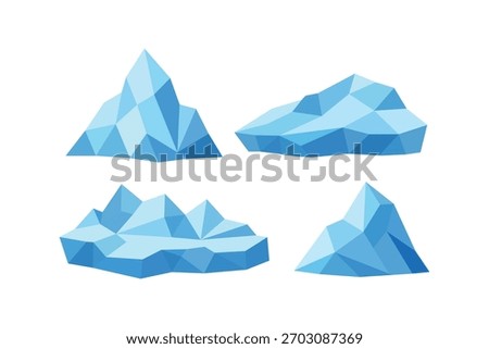 polygon flat illustration glacial iceberg collection