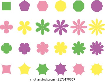 Polygon and flower icon set_colorful