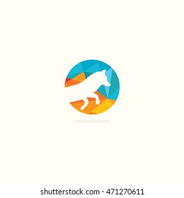 Polygon Fox logo, colorful abstract animal vector design, low poly illustration