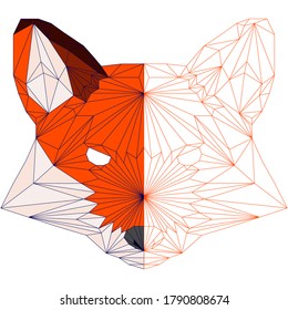 polygon fox on white background