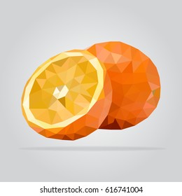 Polygon fruit. Abstaract orange